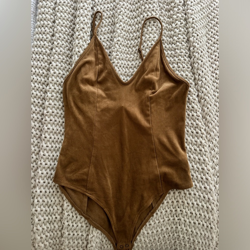 Brown suede bodysuit